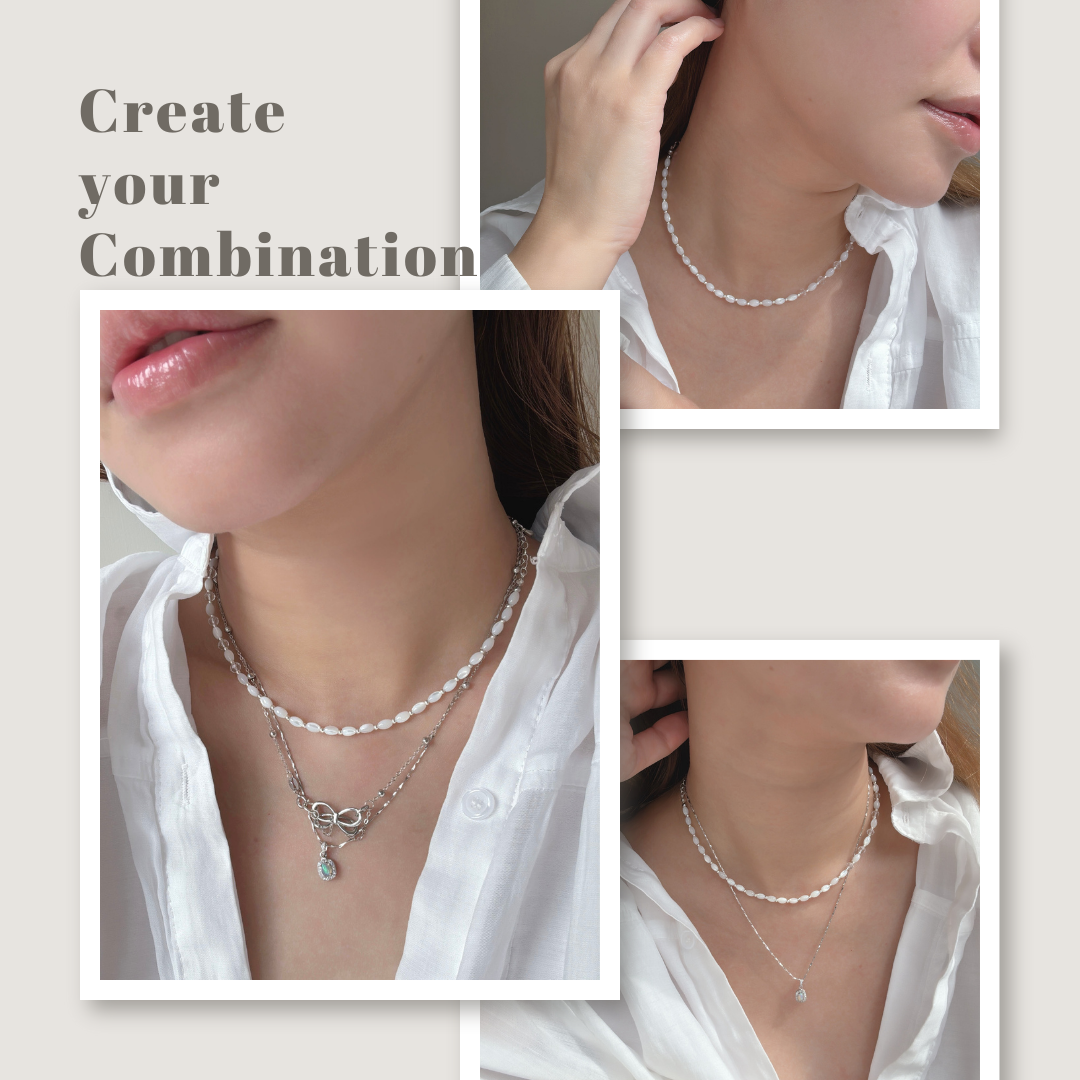 Mother Of Pearl & Ribbon Necklace