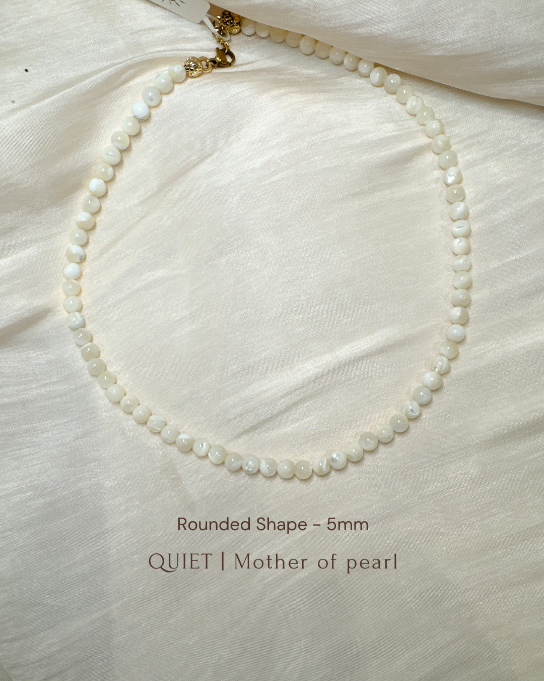 Rounded Shape Necklace | Aquamarine | Mother Of Pearl