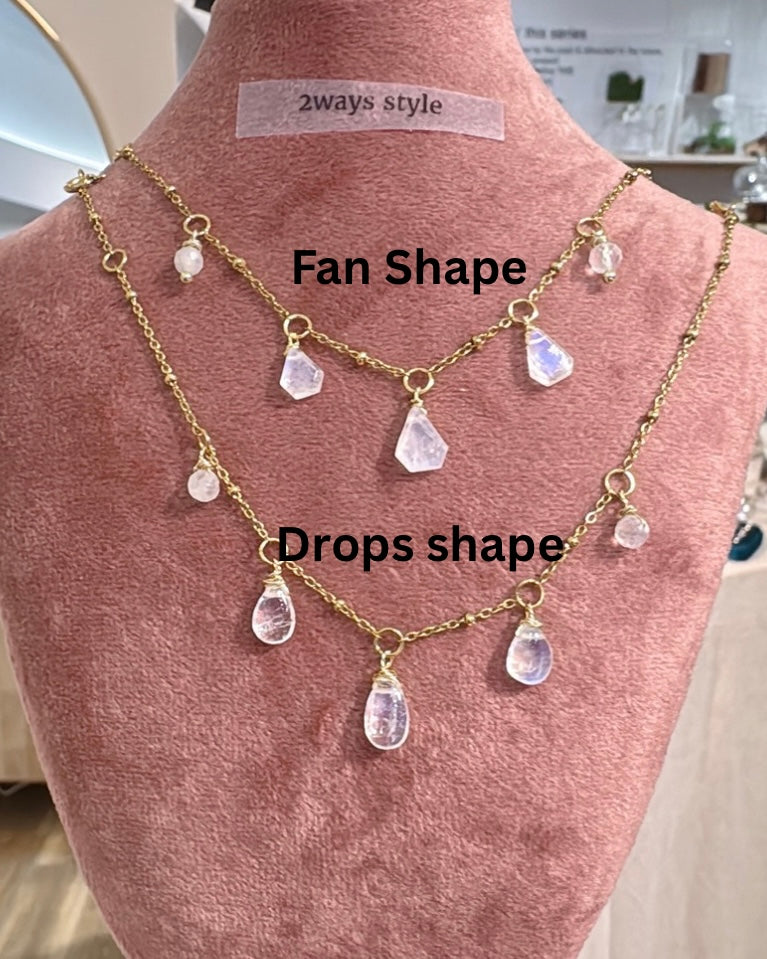 3 Drops 2ways Necklace|Tanzanite| Moonstone