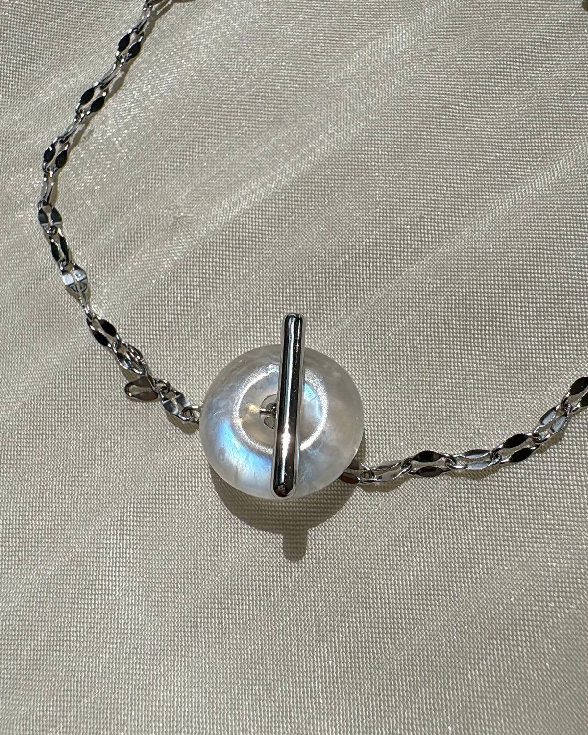 Moonstone - Lucky Bagel T-Lock Necklace