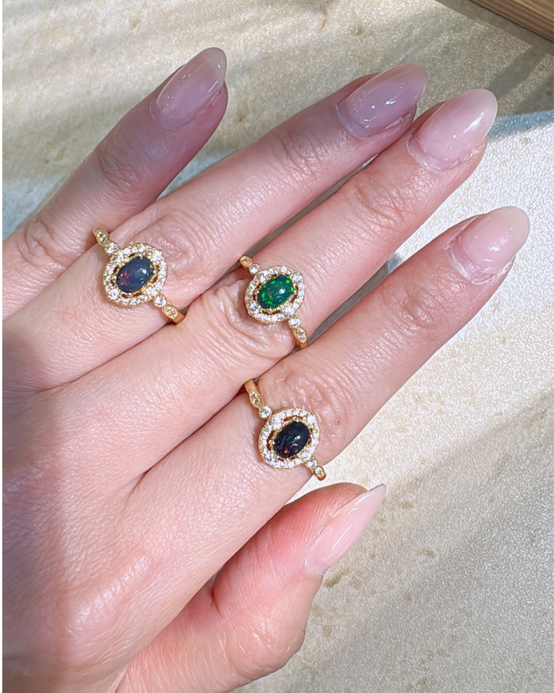 Black Opal Elan Rings