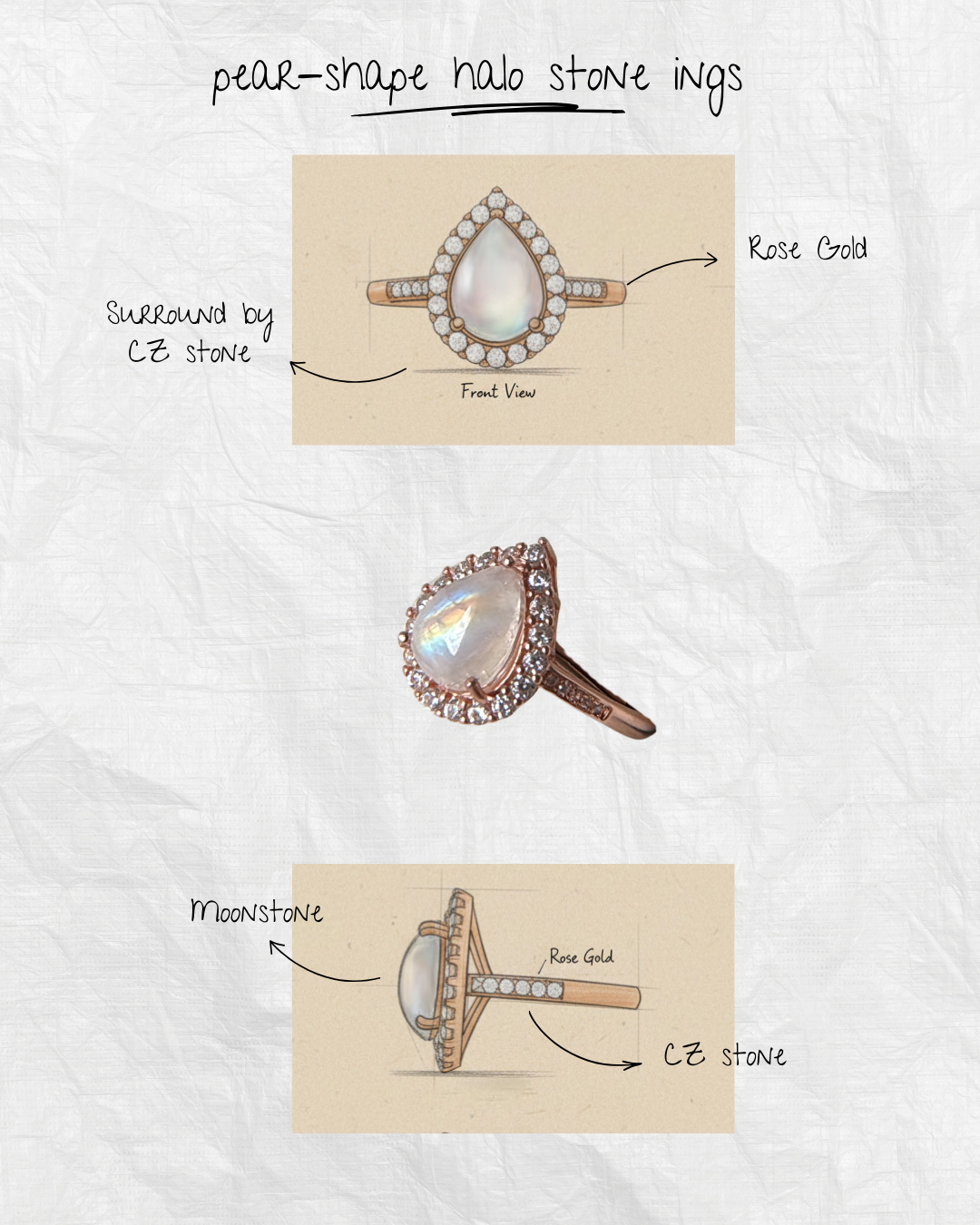 Pear-Shape Moonstone Rings