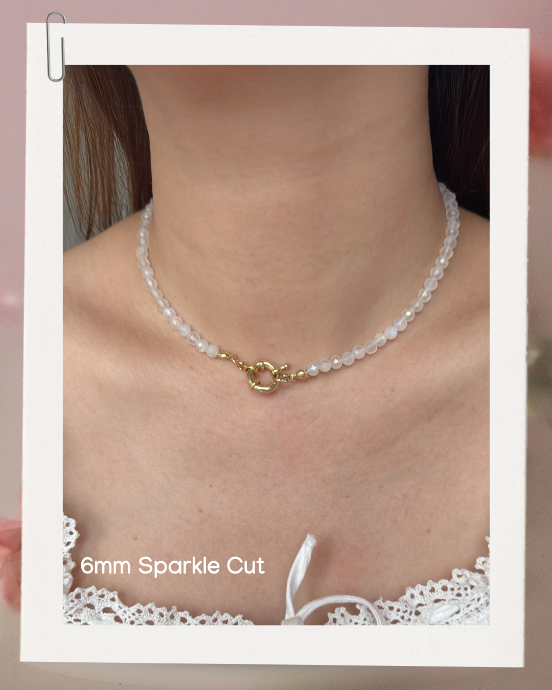 Moonstone Necklace – Elegant Blue Sheen | 3x4mm / 2x3mm