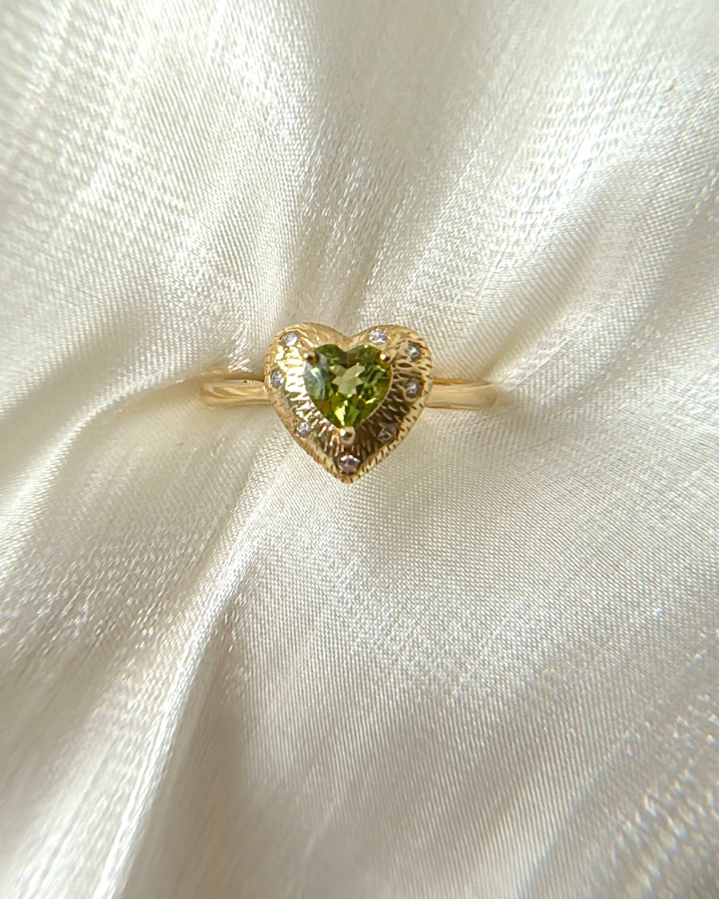Peridot Vintage Heart Rings
