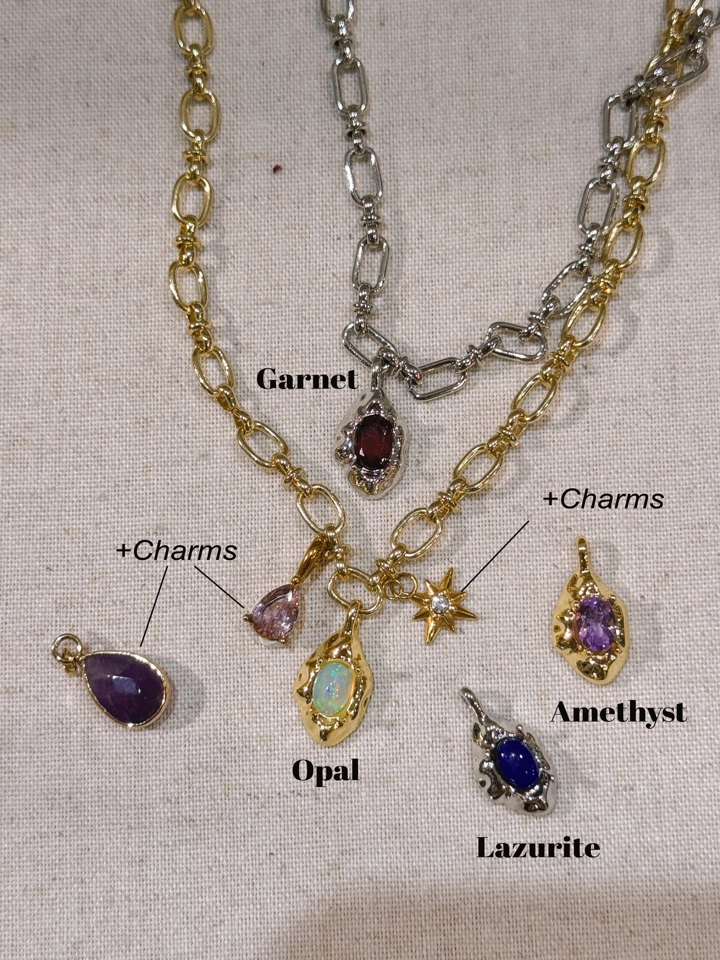 Playful Chunky Necklace | Garnet Opal Amethyst