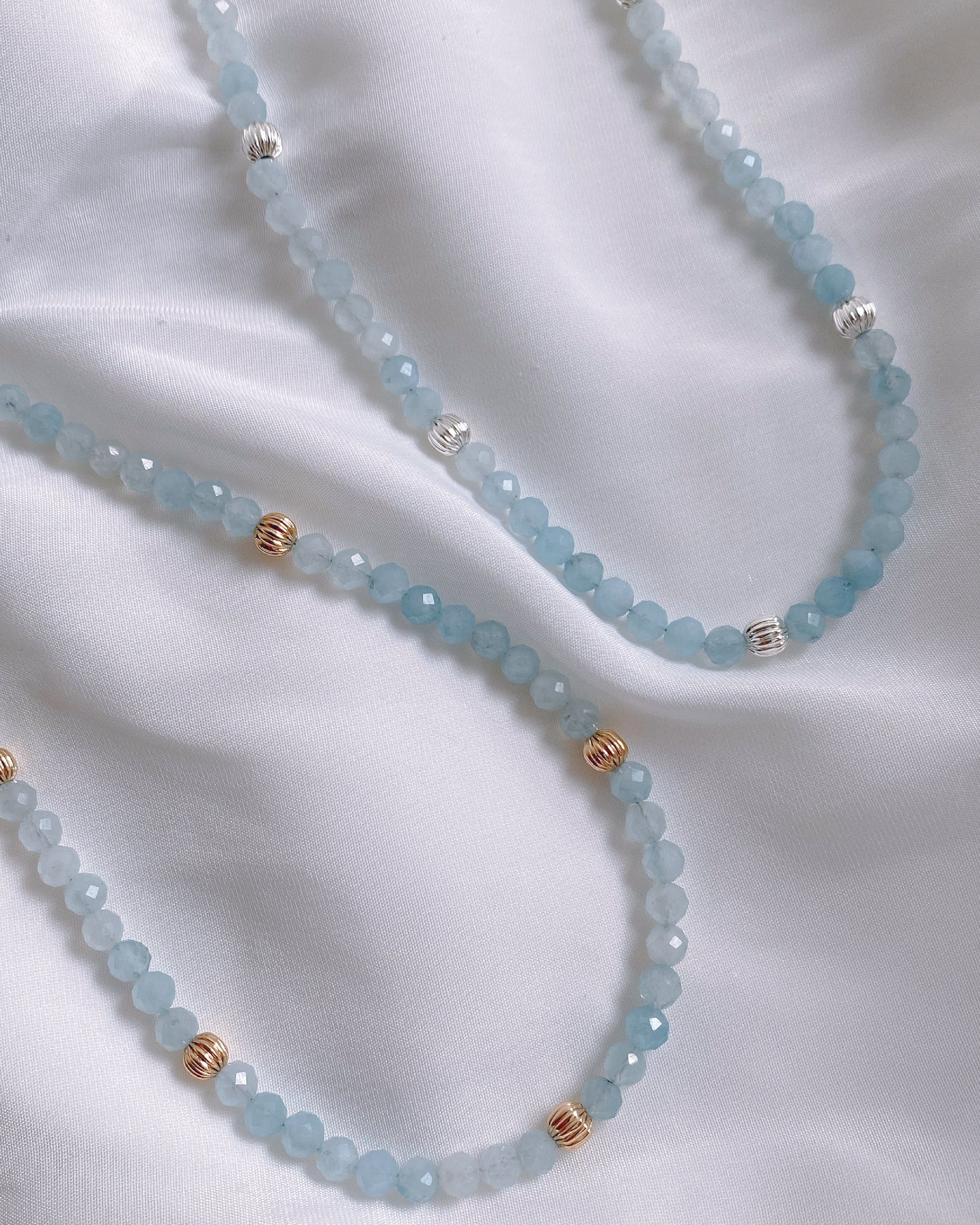 Aquamarine 5mm Sparkel Necklace