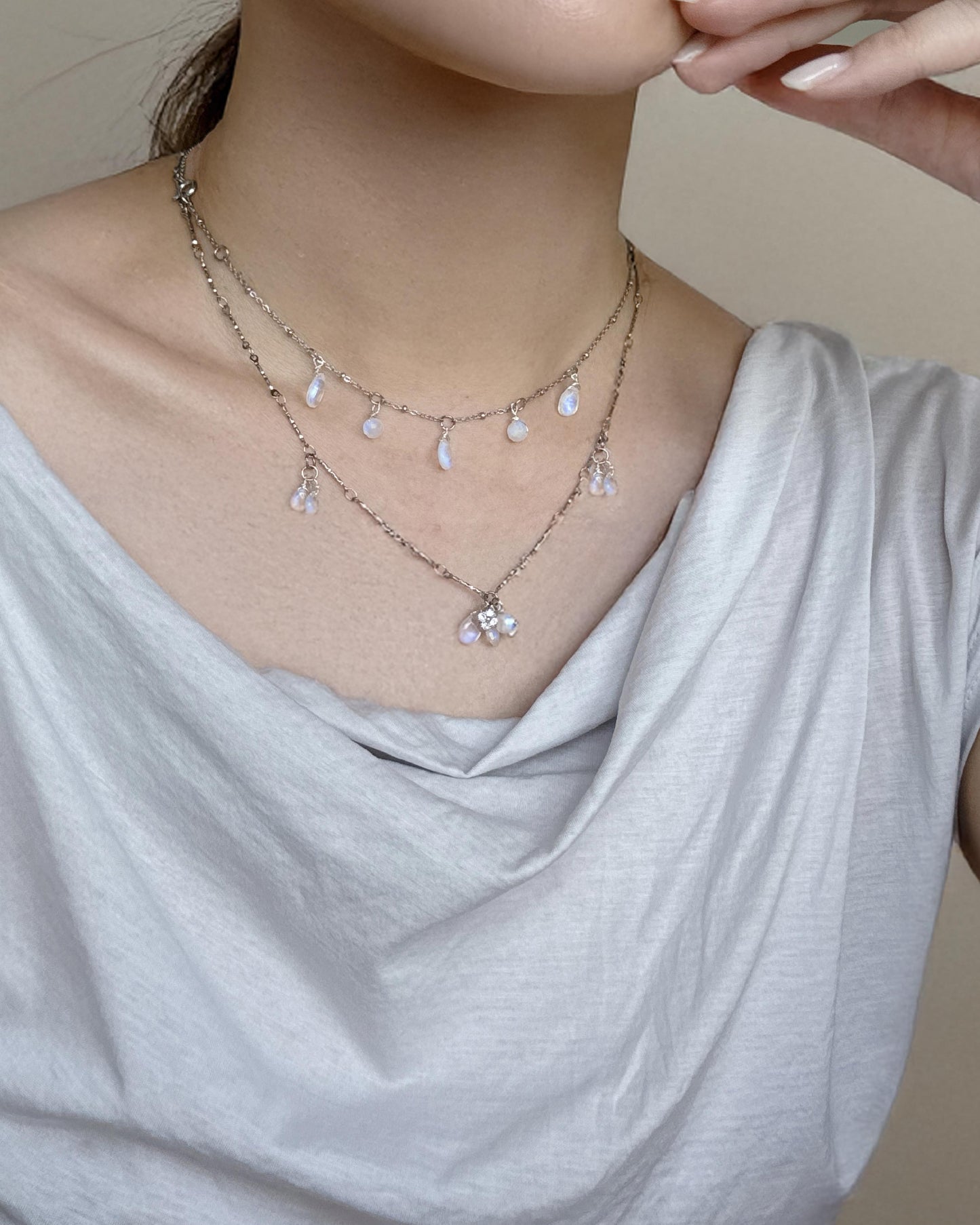 RainDrops Moonstone Necklace