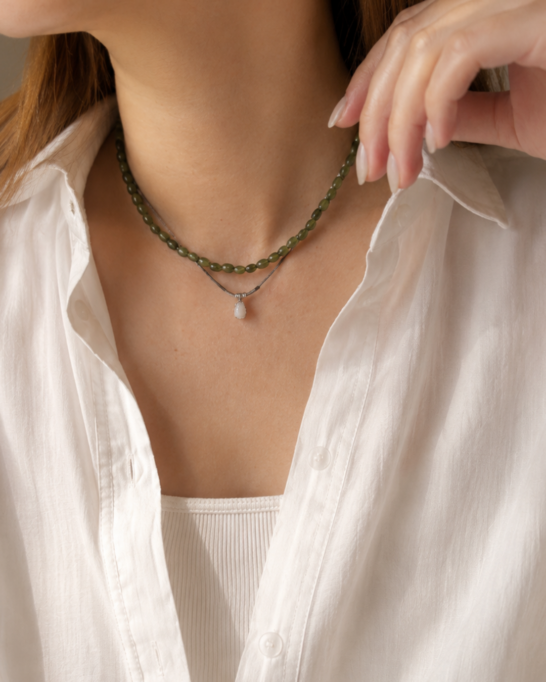 Opal x Herringbone necklace