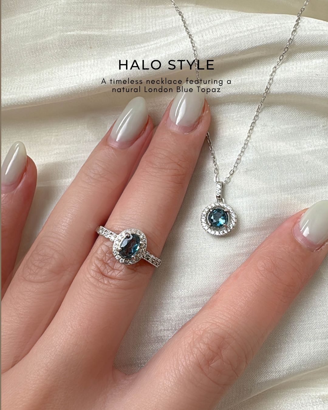 Halo  Necklace  ｜London Blue Topaz