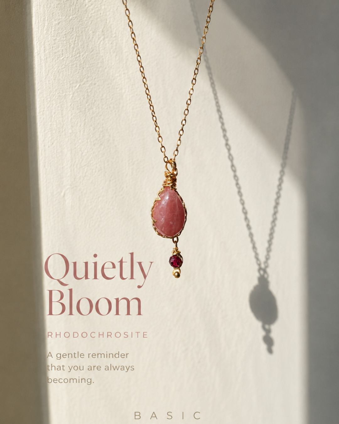 Rhodochrosite Quietly Bloom Necklace & Bracelet