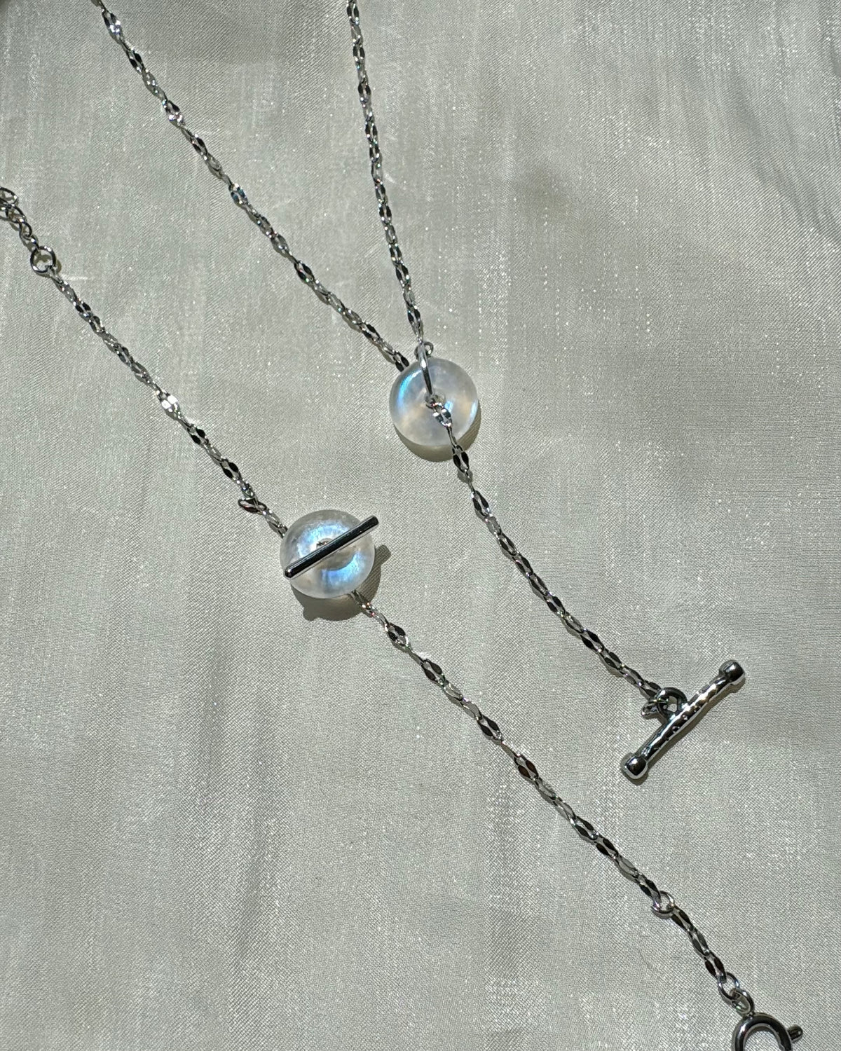 Moonstone - Lucky Bagel T-Lock Necklace