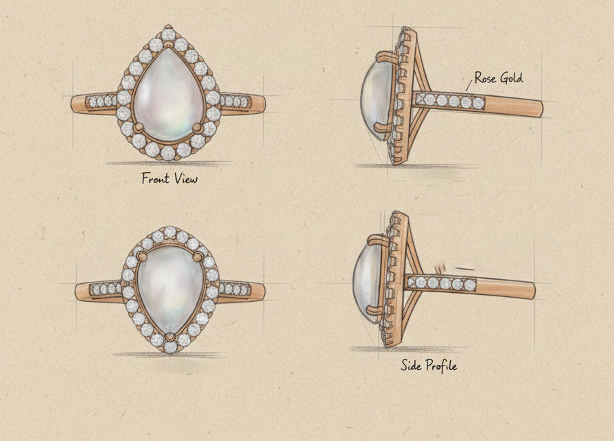 Pear-Shape Moonstone Rings