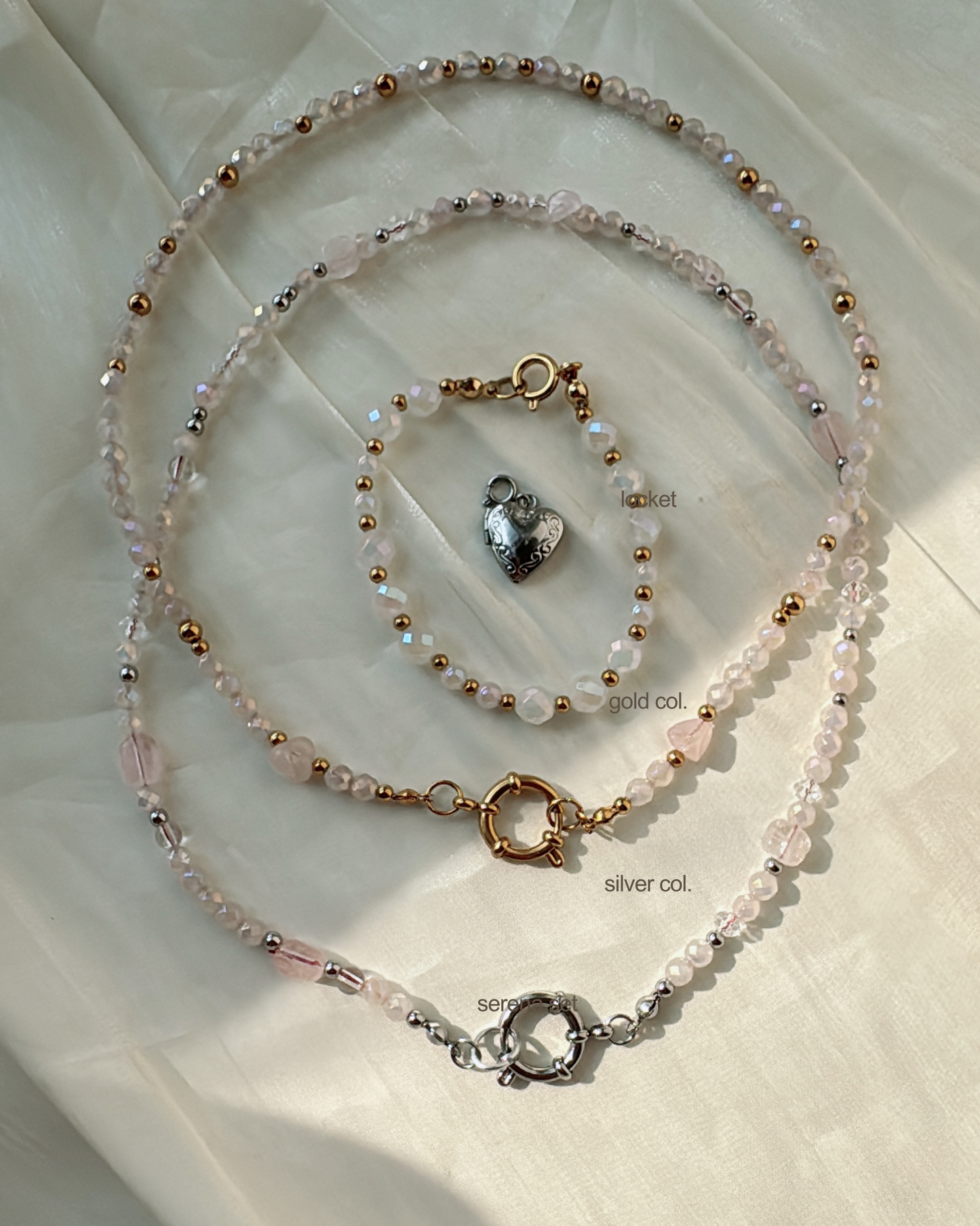 Rose Quartz + Locket  | Serena Set