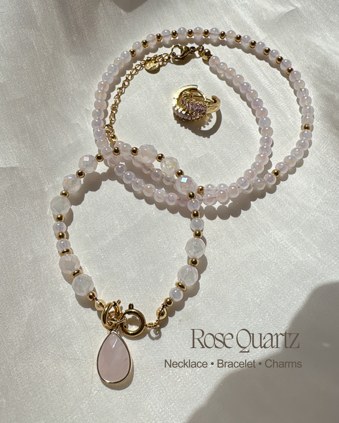 The Serene Link Set | Rose Quartz | Mother of pearl