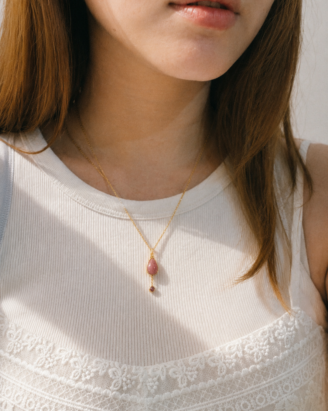 Rhodochrosite Quietly Bloom Necklace & Bracelet