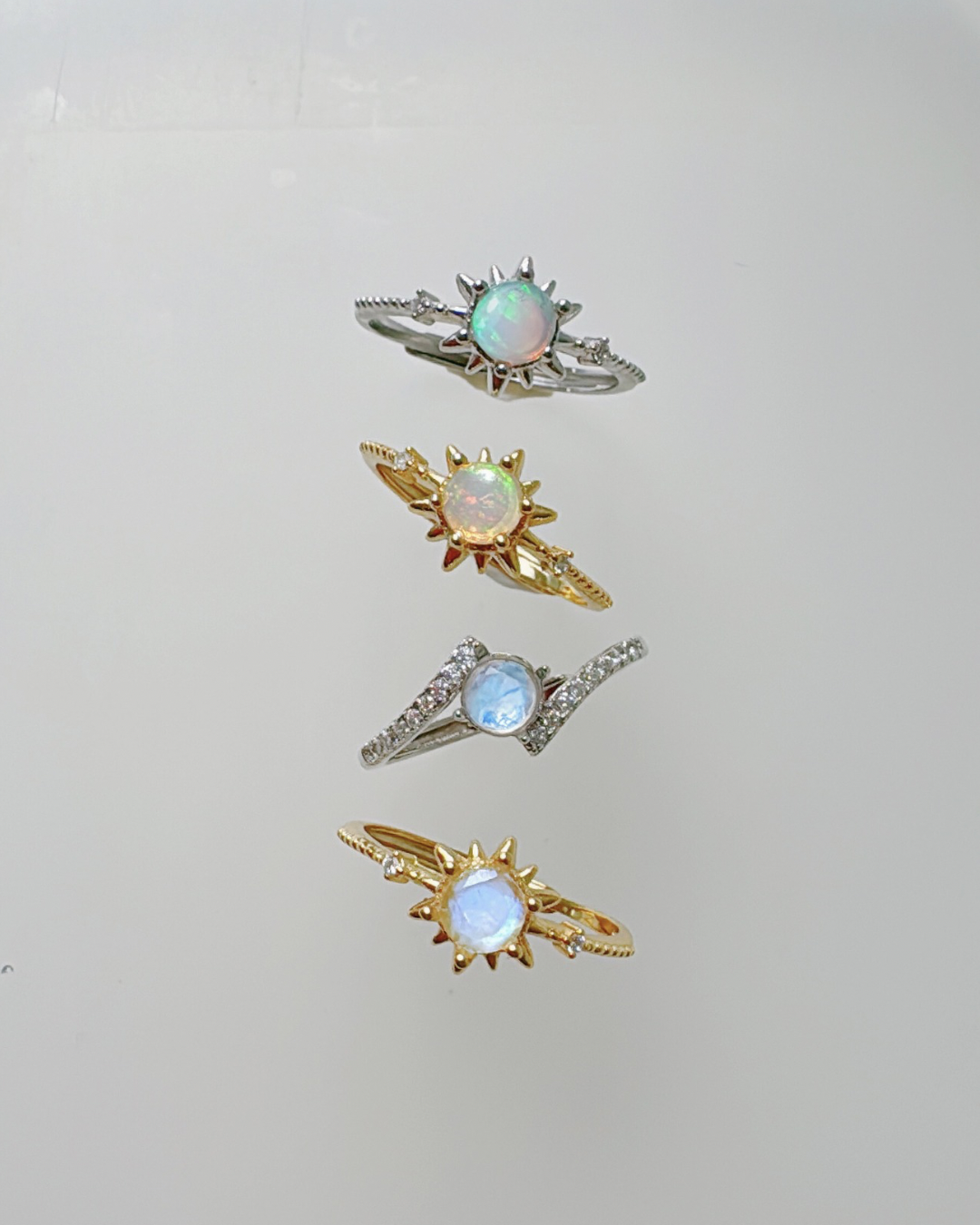 Solar Light Rings| Moonstone|Opal
