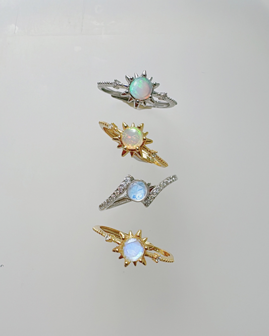 Solar Light Rings| Moonstone|Opal