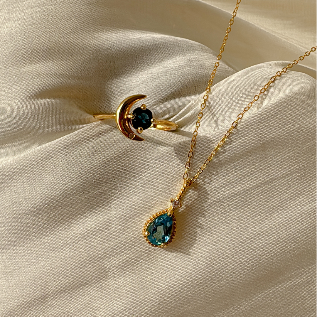 Topaz Swiss Blue Drop Shape Necklace