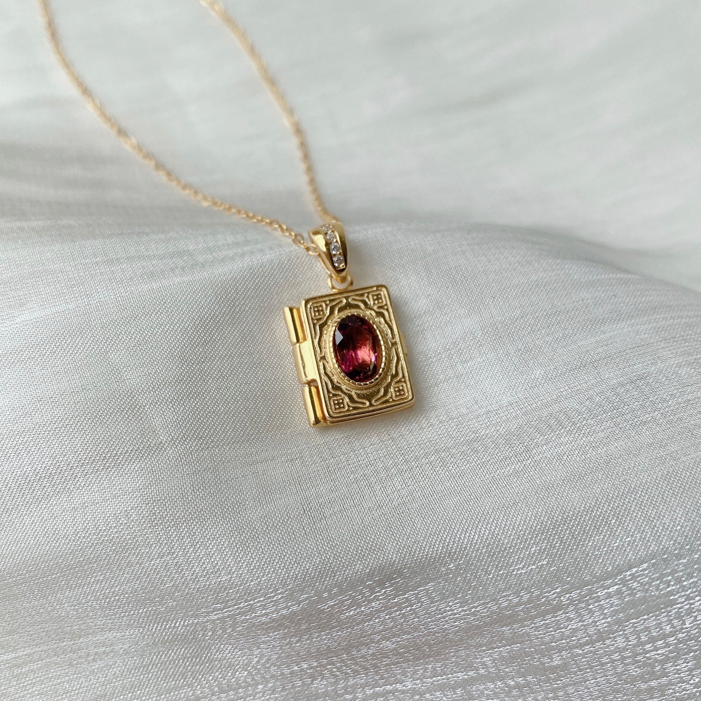 Pre-Order*Locket Necklace with Tourmaline gemstone