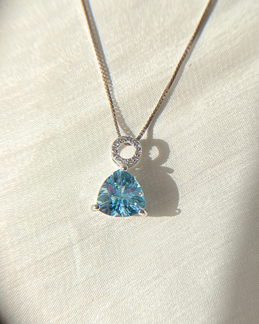 Triangle Topaz Swiss Blue Necklace