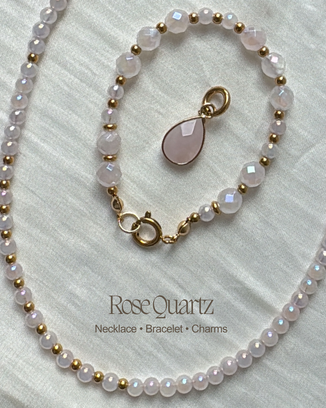 The Serene Link Set | Rose Quartz | Mother of pearl