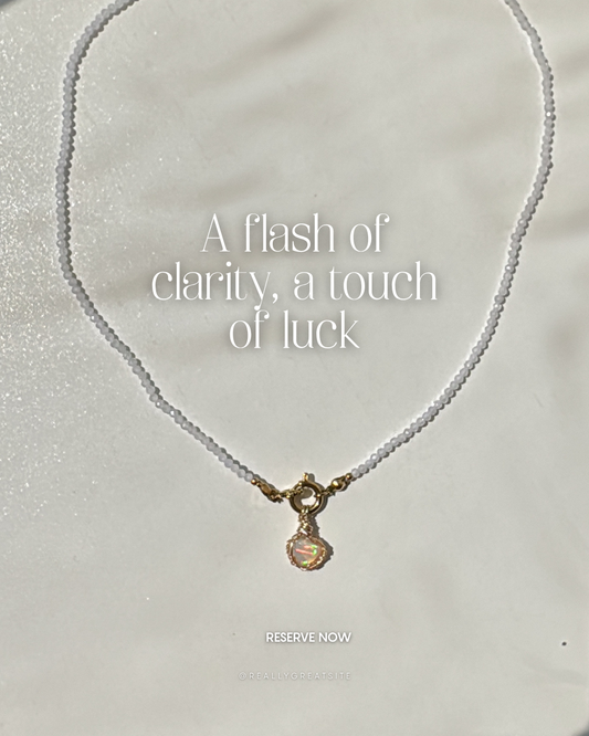 Freeform Opal × Sparkle Clear Quartz Necklace