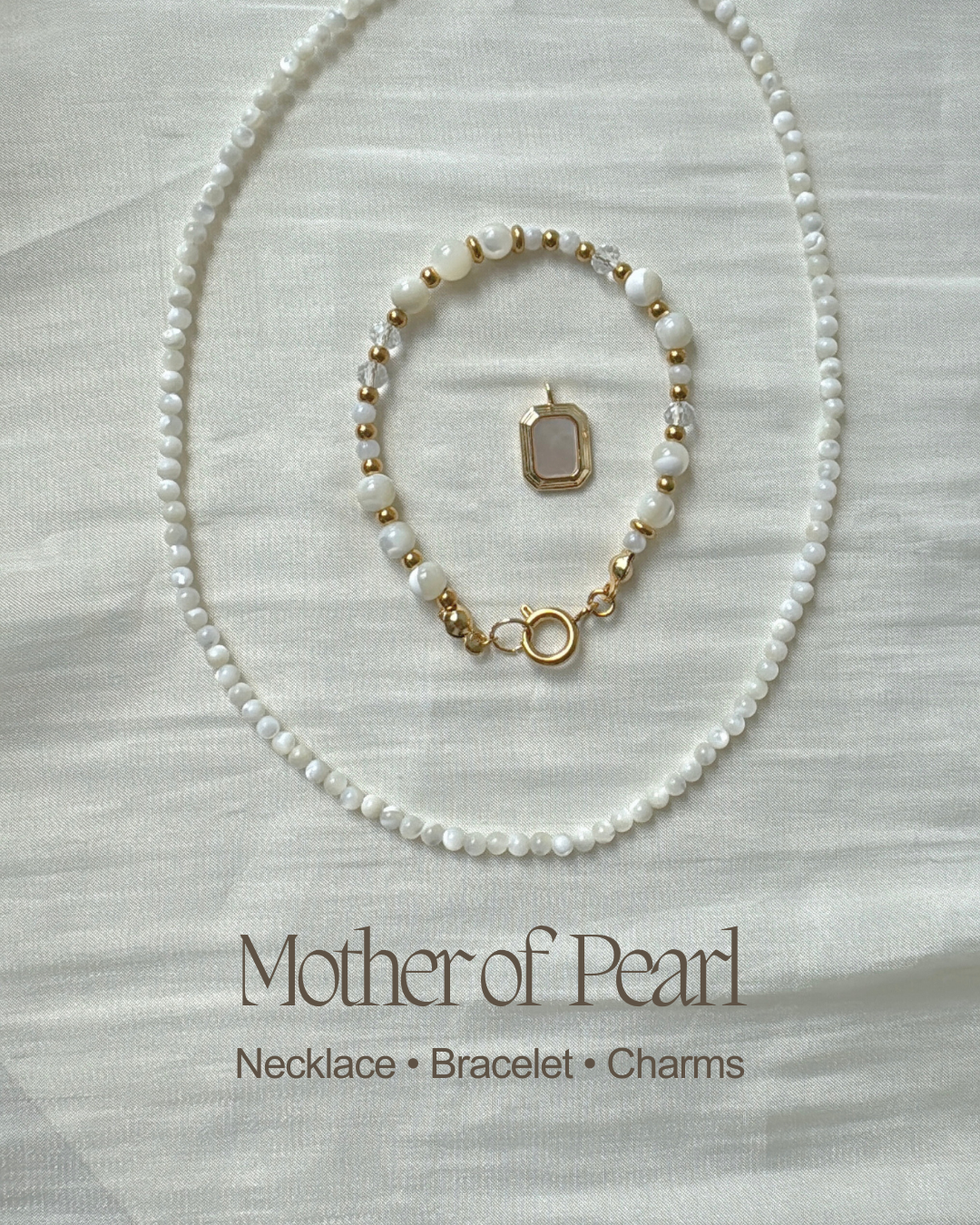 The Serene Link Set | Rose Quartz | Mother of pearl