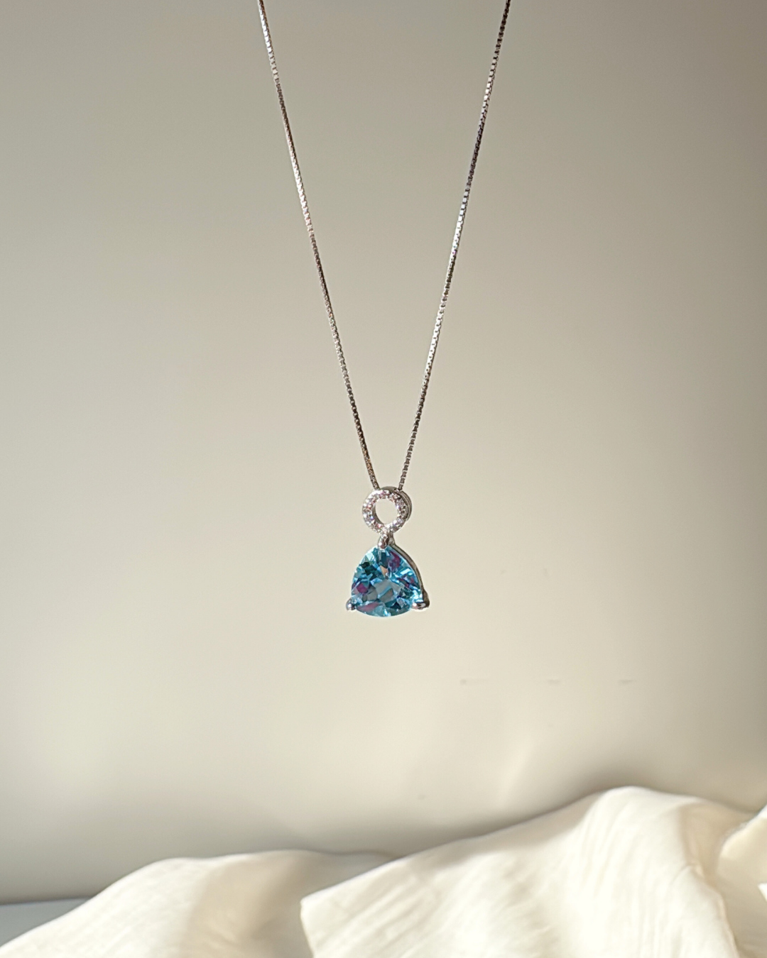 Triangle Topaz Swiss Blue Necklace