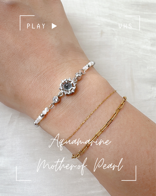 Aquamarine & Mother of Pearl Bracelet