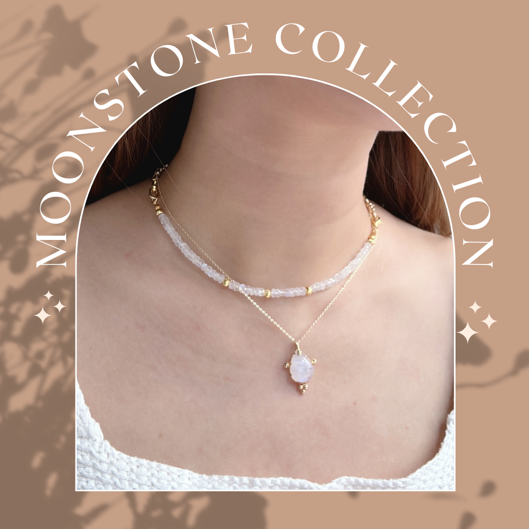 Gold Beads|Moonstone Necklace