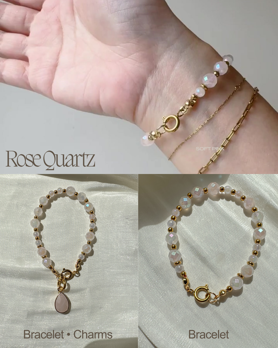 The Serene Link Set | Rose Quartz | Mother of pearl