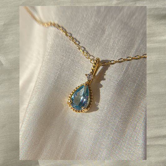 Topaz Swiss Blue Drop Shape Necklace