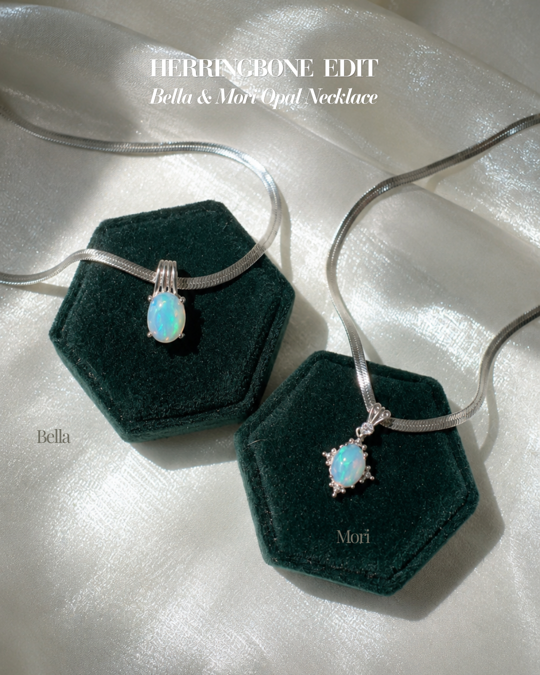 Opal x Herringbone necklace