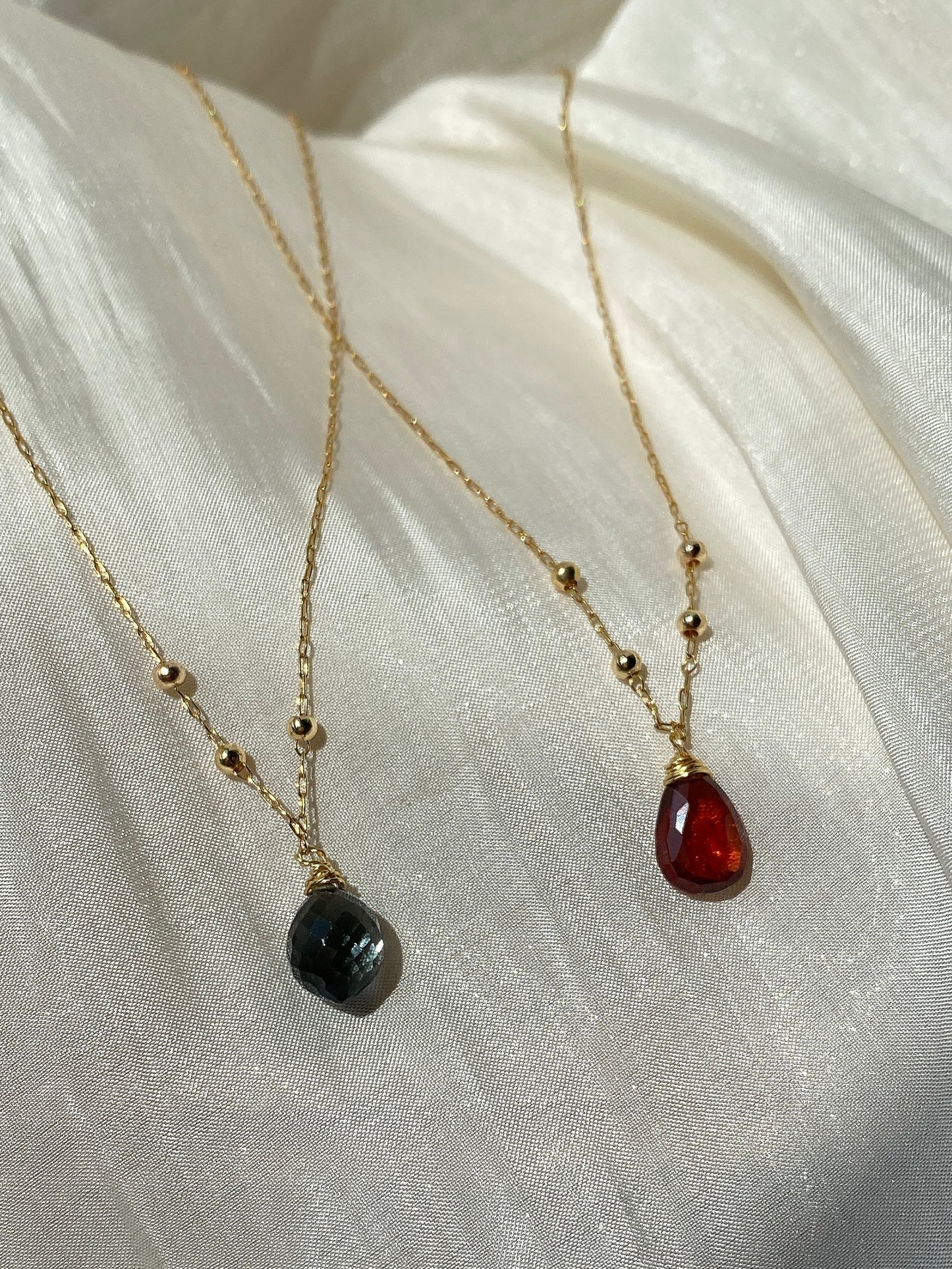 Sparkle Garnet Line Necklace
