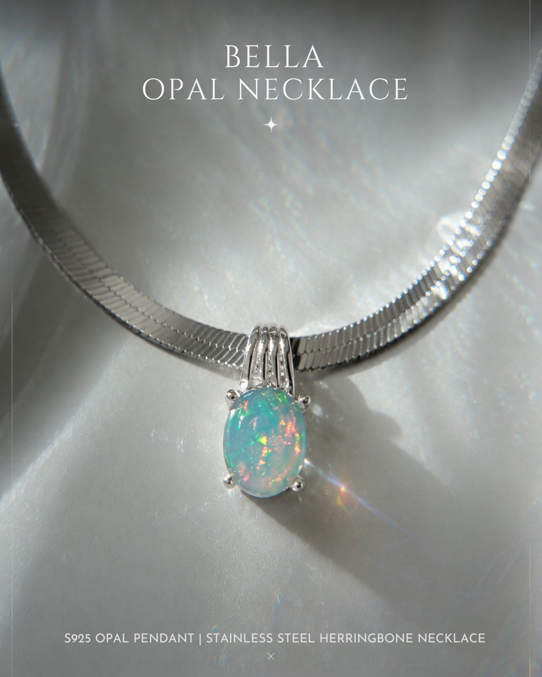 Opal x Herringbone necklace