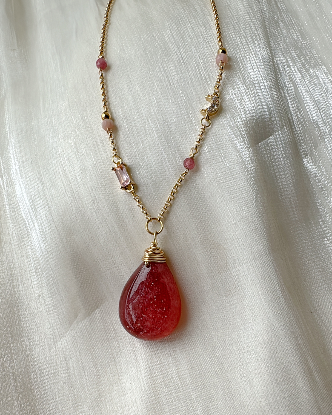 Dreamscapes Strawberry Quartz Necklace
