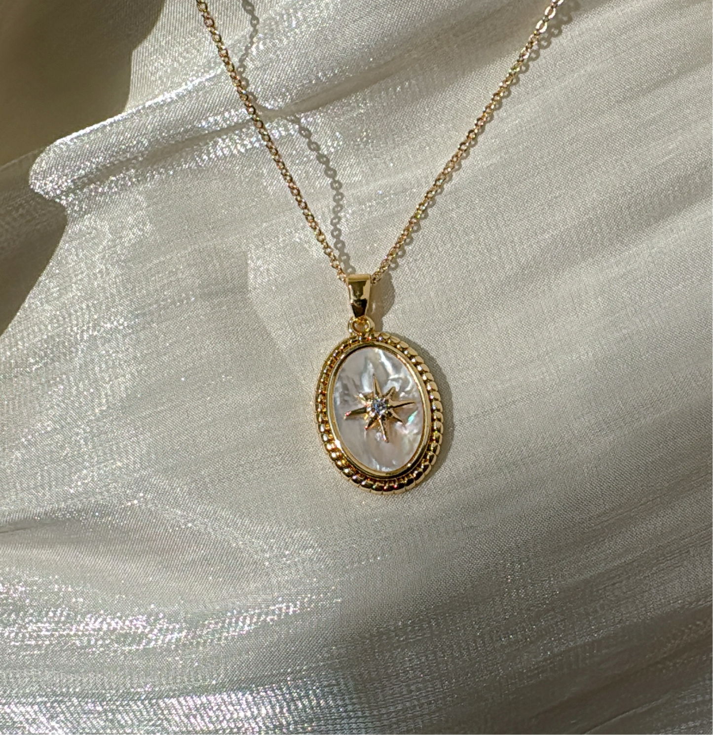 Mother of Pearl Starburst Long Necklace