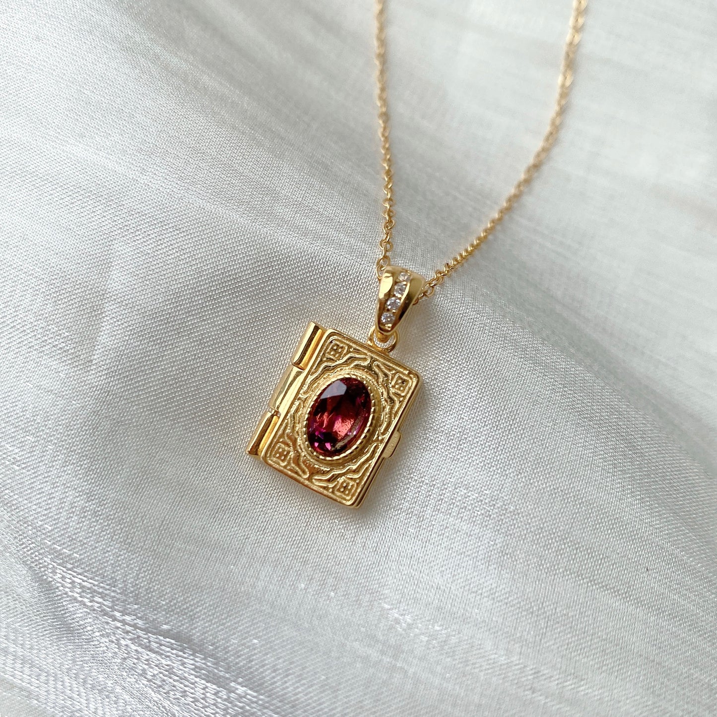 Pre-Order*Locket Necklace with Tourmaline gemstone