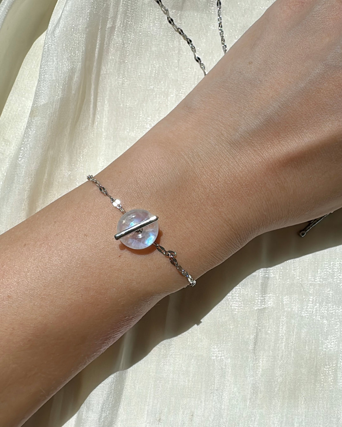 Moonstone - Lucky Bagel T-Lock Necklace