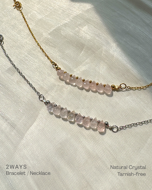 Sparkle-Cut Rose Quartz 2-ways Necklace