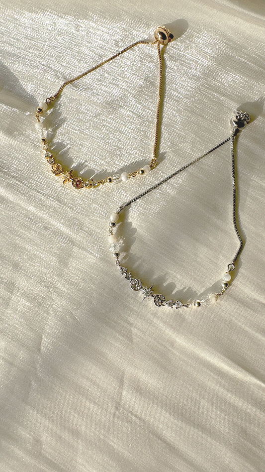 Moondance Bracelet | Mother of Pearl and Clear Quartz