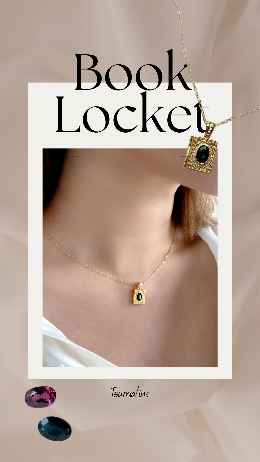 Pre-Order*Locket Necklace with Tourmaline gemstone