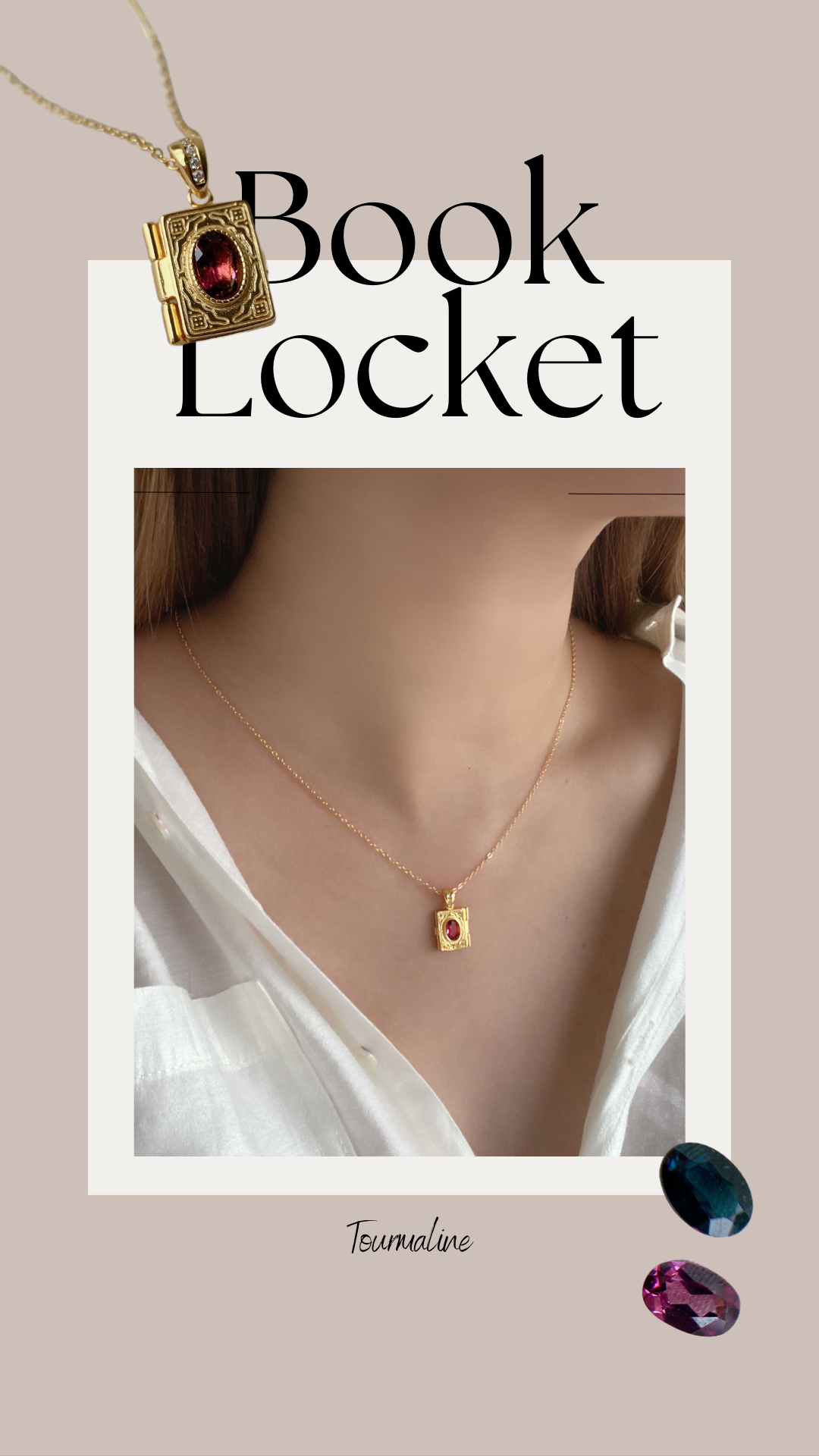 Pre-Order*Locket Necklace with Tourmaline gemstone