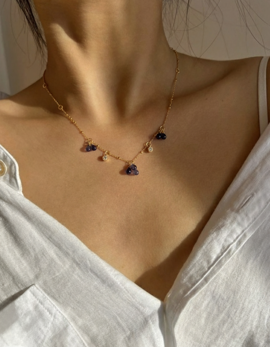 Iolite RainDrops 2ways Gatsby Necklace