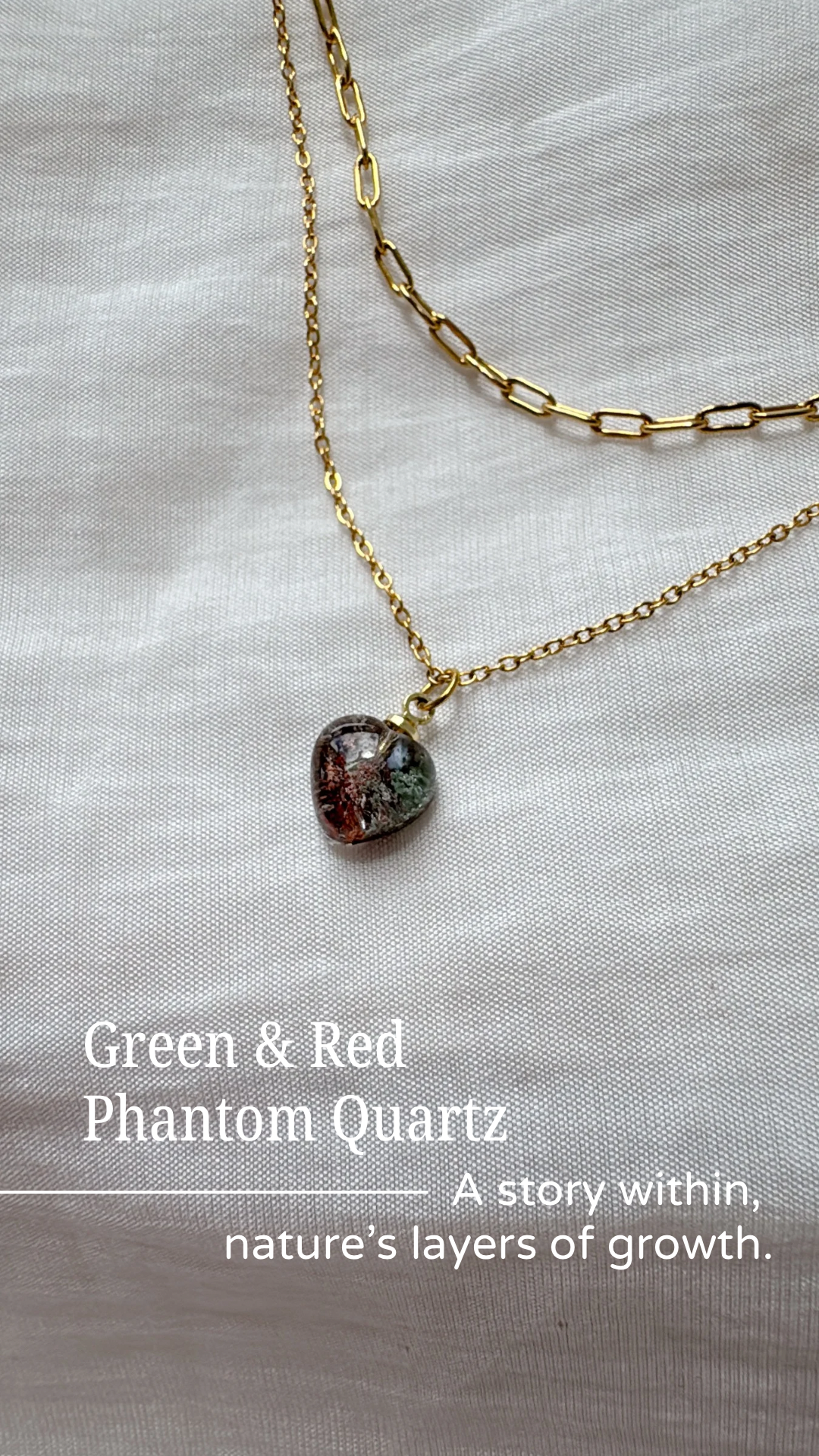 Layers Chain Necklace| moonstone | Green Red Phantom