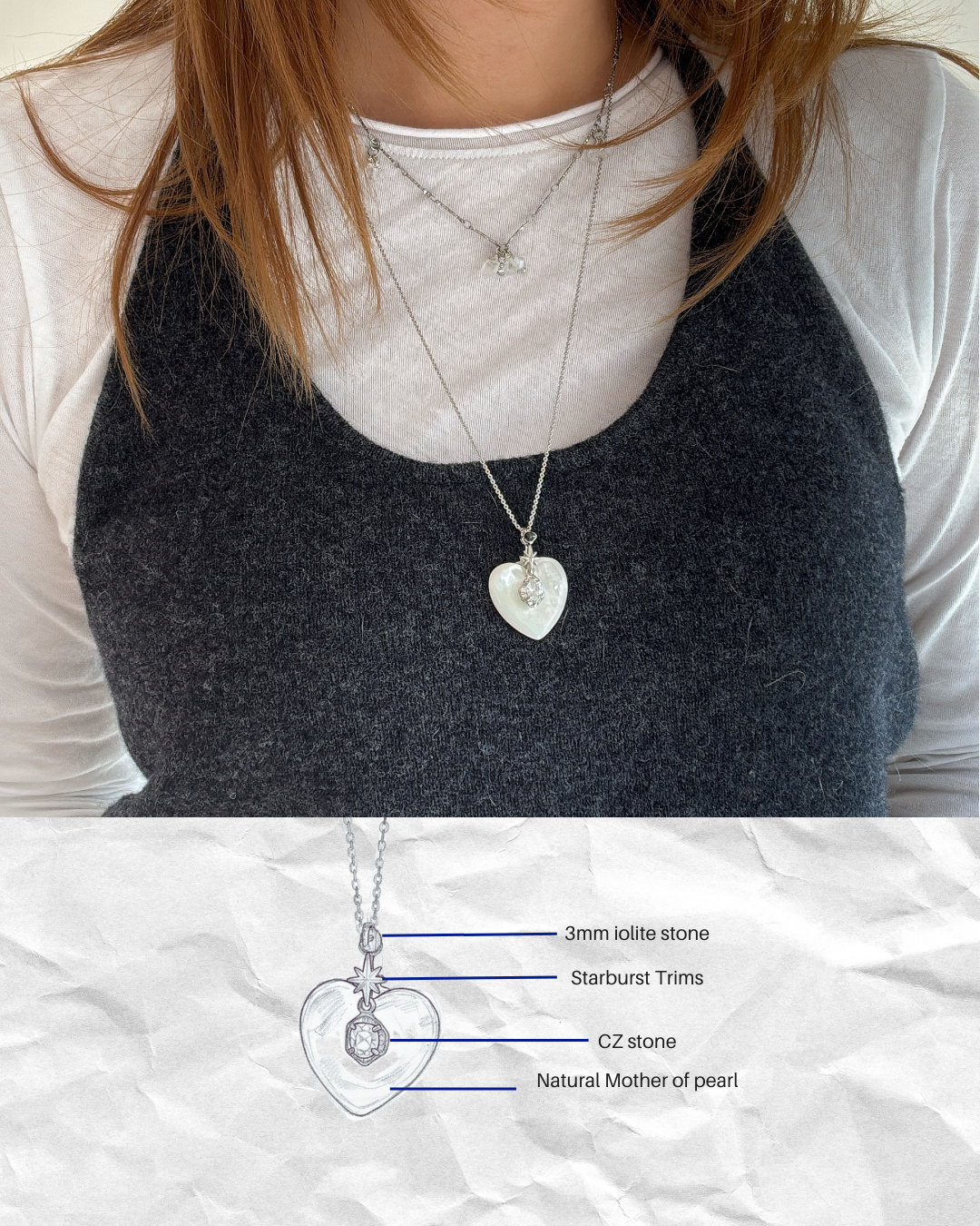 Mother of pearl Heart Necklace