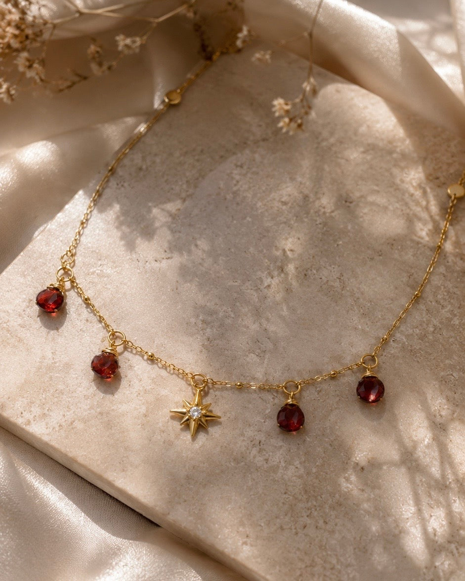 Garnet Starburst 2ways Necklace