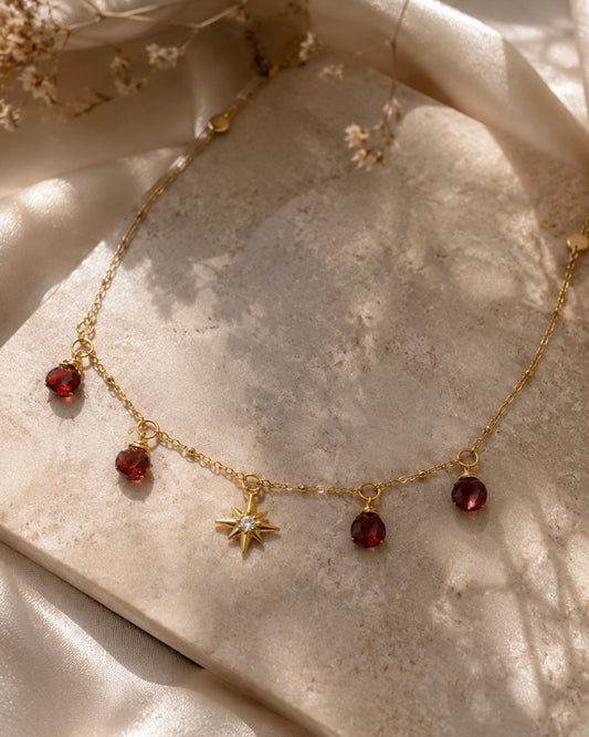 Garnet Starburst 2ways Necklace