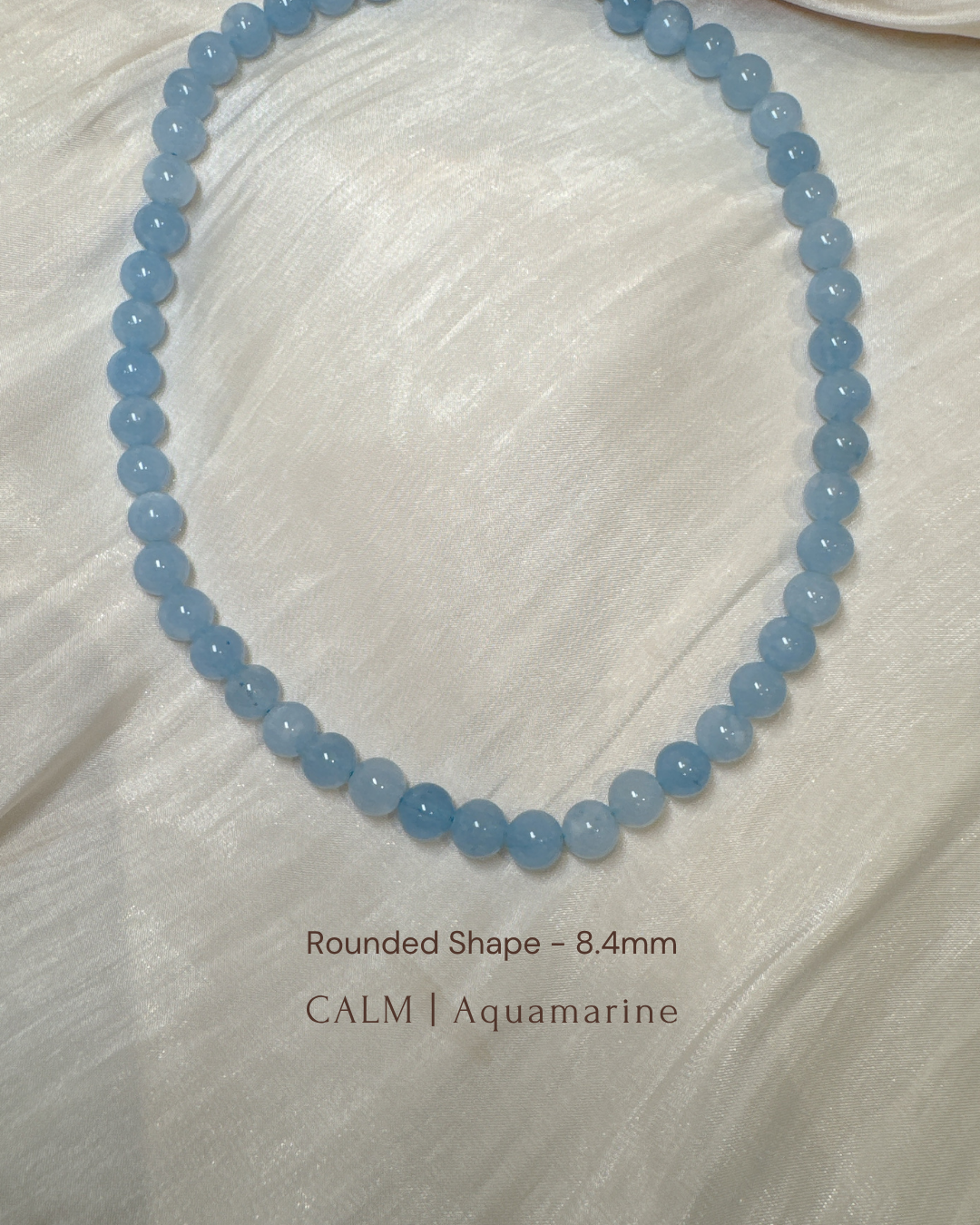 Rounded Shape Necklace | Aquamarine | Mother Of Pearl