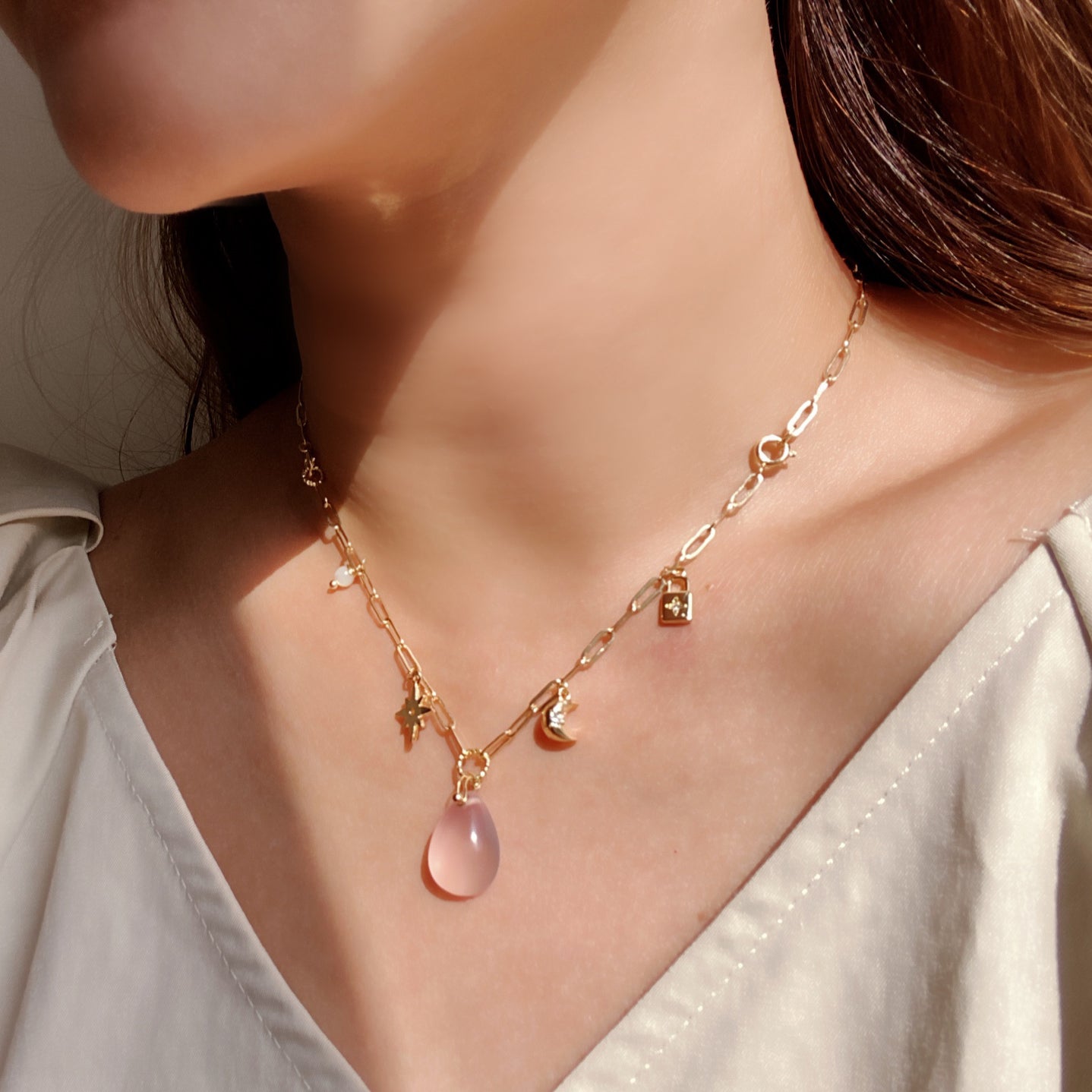 Sweet Dream* Rose Quartz  2-way necklace